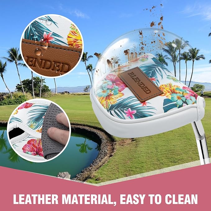 Golf Club Covers Driver Covers Fairway Wood Headcover Hybrid Cover Leather Mallet Putter Covers Blade Headcovers Golf Head Covers for Most Brand
