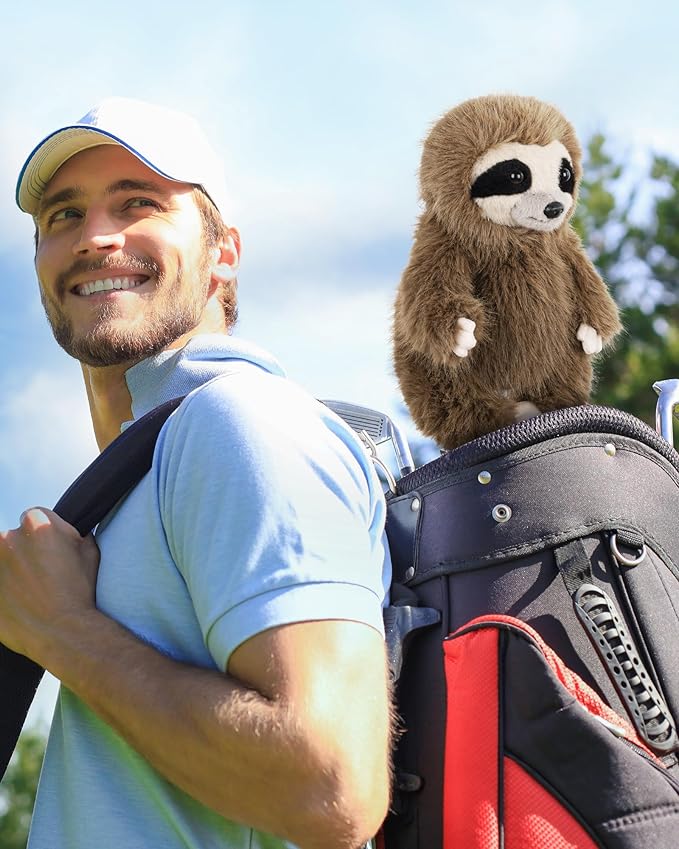 Big Teeth Funny Plush Driver Headcover Animal, Groundhog Gopher Penguin Driver Head Cover for 460cc Club, Sloth Leprechaun Crocodile Golf Head Covers for Woods and Driver Protector