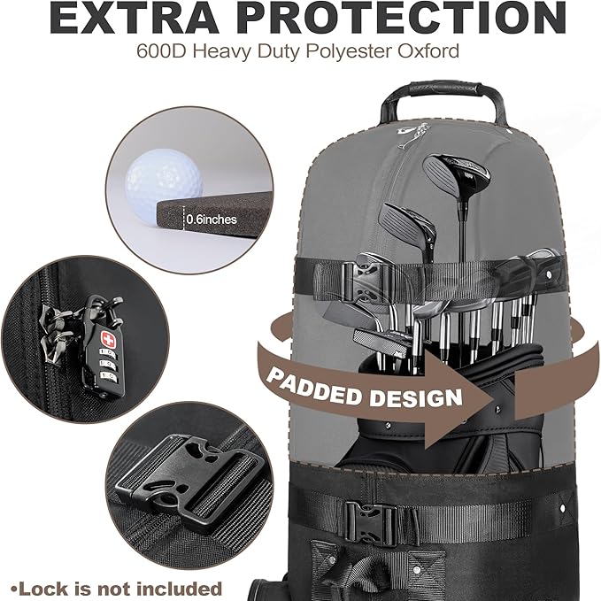 Himal Outdoors Golf Travel Bag - Heavy Duty 600D Polyester Oxford Wear-Resistant, Excellent Zipper Universal Size with Wheels, Soft-Sided Golf Club Travel Cover to Protect Clubs