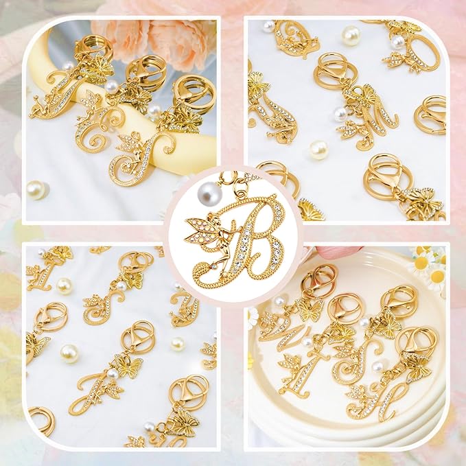 Initial Keychain Bag Charm Women Purse Charms for Handbags Accessories Charm for Wallet Butterfly Pendant for Girls