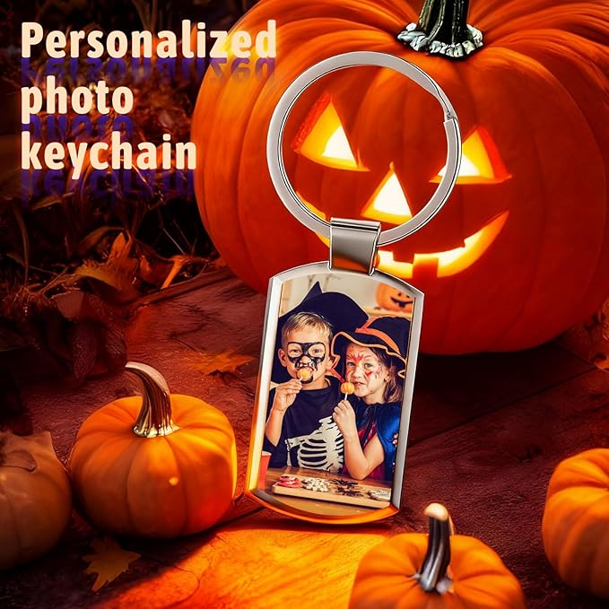 Personalized Custom Keychain with Picture - Double Sided Engraving Photo Text Customized Key Chains for Men Boyfriend