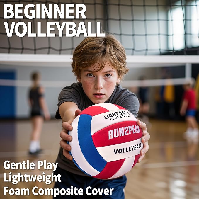 Light Soft Beginner Volleyball - Lightweight Soft Foam Composite Cover Training Ball, Official Size 5 - Gentle on Arms, Safe for Indoor Play, Youth Practice, or Recreational Games