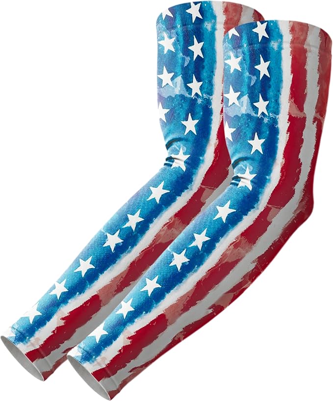 Flag Arm Sleeves, Cooling Sun Protection Compression for Men/Women