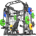 Smith Machine，Multi-Function Squat Rack Power Cage with Cable Crossover System,with Optional Weight Bench, Olympic Barbell Weight Set, for Home Gym