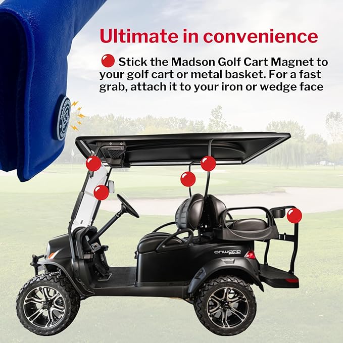 Classic Blade and Mallet Putter Headcovers with Madson Golf Cart Magnet for Secure Positioning and Quick Access, Protective PU Leather Head Covers, Magnetic Golf Accessories