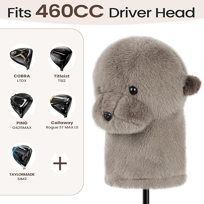 Golf Club Driver Headcovers Funny Animals Elephant Bear Driver Head Cover fits up to 460cc Driver Clube Head Great Gift Idea for Men Women Who Love Golf Also for Kids (Bear)