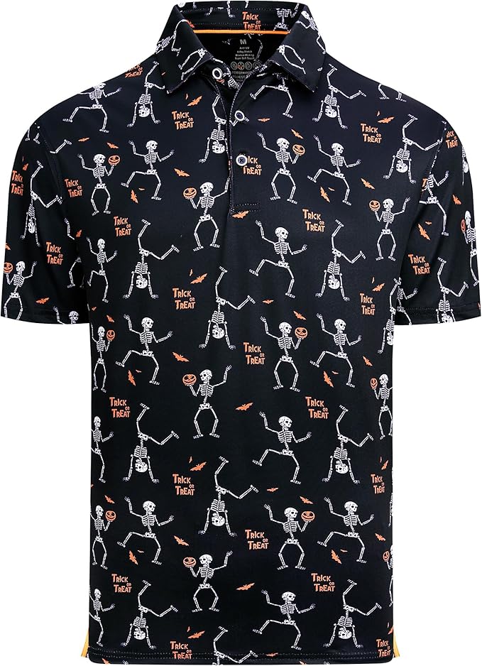 Esabel.C Golf Shirts for Men Dry Fit Performance Short Sleeve Print Moisture Wicking Collared Shirt