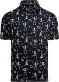 Esabel.C Golf Shirts for Men Dry Fit Performance Short Sleeve Print Moisture Wicking Collared Shirt