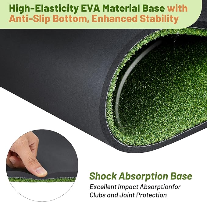 Dual Turf Golf Mat 5 * 4FT,Golf Hitting Mats Practice Outdoor/Indoor for Training Chipping Driving Swing,High-Density Artificial Turf Matt with Alignment Line for Men Dad Golfer