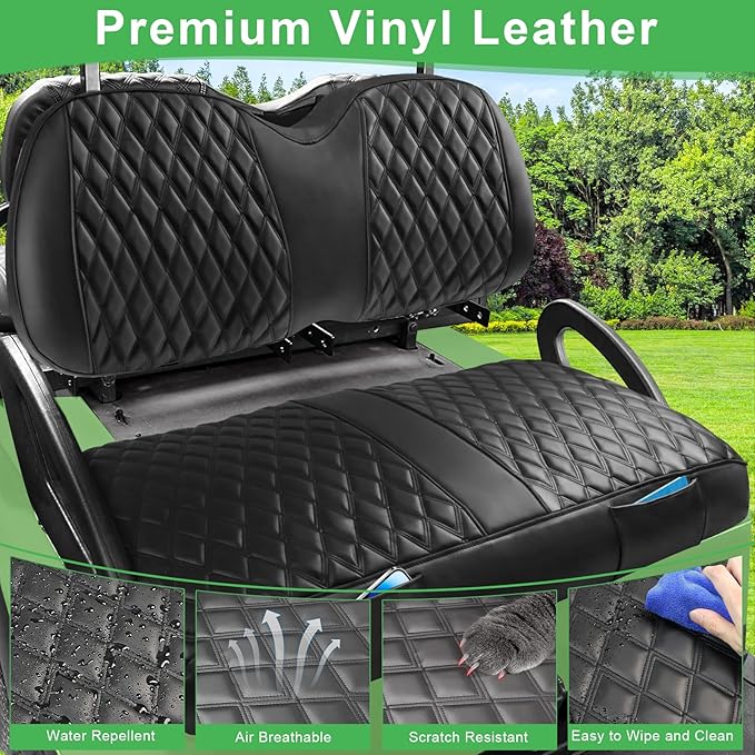 Club Car Precedent Seat Cover, Golf Cart Front Seat Covers Set Fit for Precedent 2004-Up/Tempo 2017-Up/Onward 2017-Up OEM Ordinary Seat Cushion, Thick Vinyl Leather Comfortable Breathable