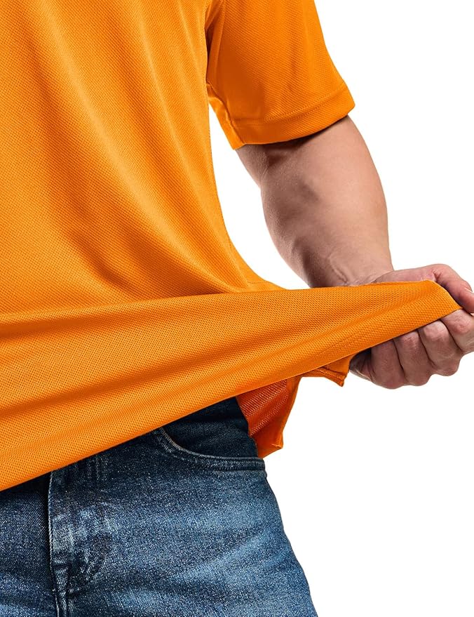 CQR Men's Polo Shirts, Tactical Short Sleeve Golf Performance Shirts, Lightweight Dry Fit UPF 50+ Pique