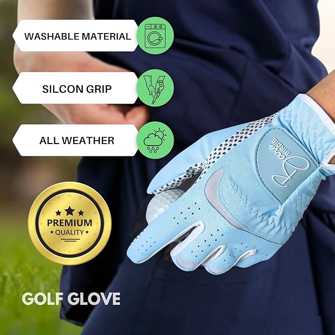 Golf Gloves Both Hands Women's 1 Pair Lightweight Non-Slip Silicone Extra Grip All Weather Girls Ladies Sports Tennis
