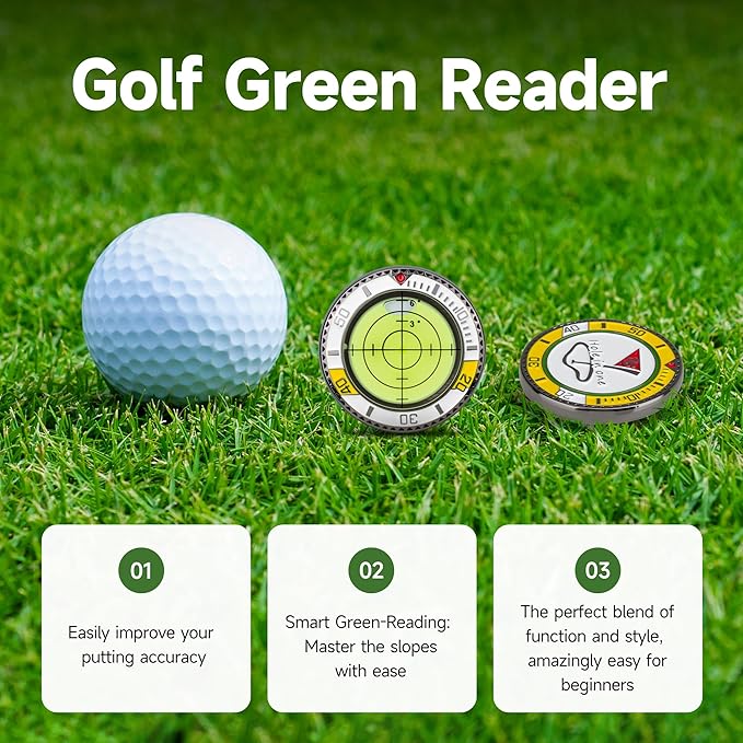 Golf Essentials Kit | Must Have Golf Accessories - Golf Green Reader, Divot Repair Tool, Golf Ball Marker, Golf Score Counter, Golf Tee Holder, Golf Impact Tape, Golf Gifts for Men