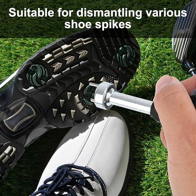Spike Wrench for Golf Shoes, Iron Alloy Golf Shoes Replacement Spikes Tool with Comfortable Grip Golf Shoe Spike Softspikes Remover for Spike Shoes (Black)