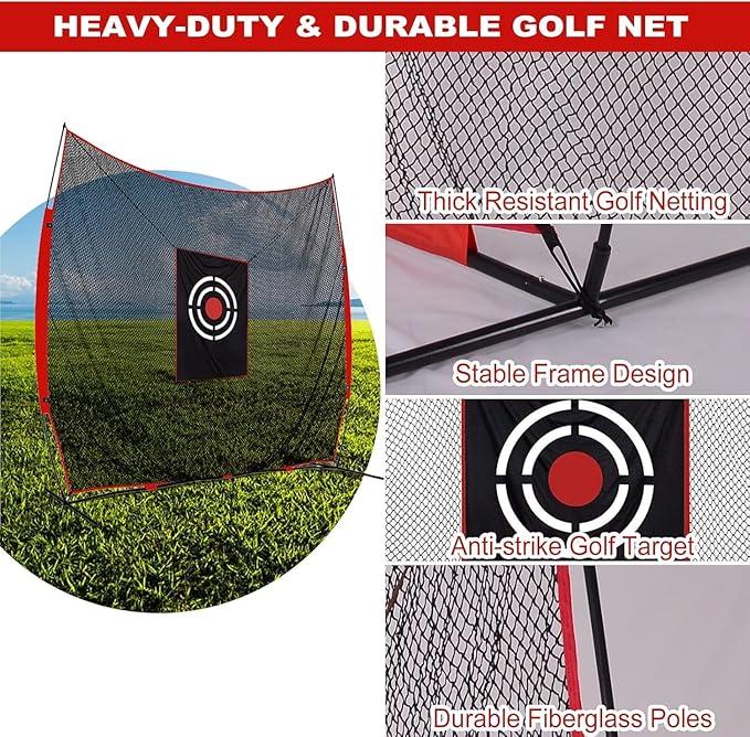 Golf Practice Net - Golf Hitting Net with Target Cloth - Portable Golfers Training Aids for Backyard Driving Practice Accuracy Indoor Outdoor Use