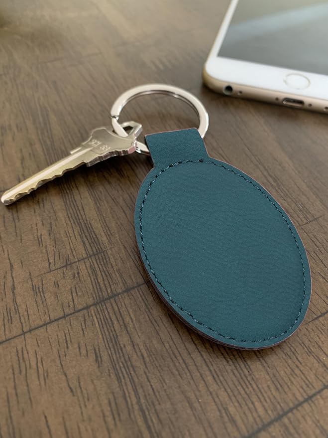 LaserGram Oval Keychain, Golf Ball, Personalized Engraving Included (Slate Blue)