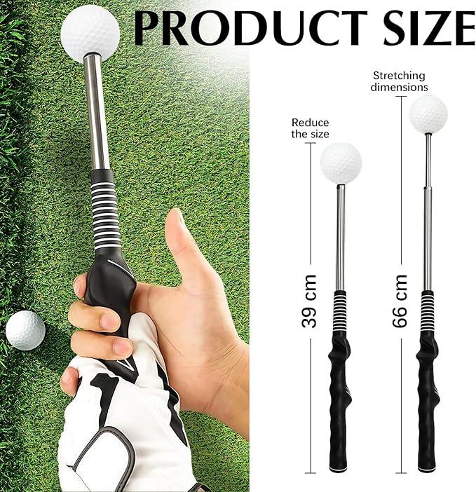 Golf Swing Trainer & Golf Grip Trainer – Retractable Golf Training Aid with Click Feedback for Tempo, Strength & Accuracy | Portable Golf Training Grip Tool for Indoor & Outdoor Practice