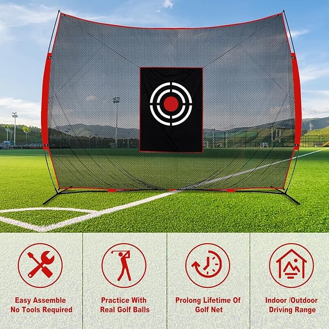 Golf Practice Net - Golf Hitting Net with Target Cloth - Portable Golfers Training Aids for Backyard Driving Practice Accuracy Indoor Outdoor Use