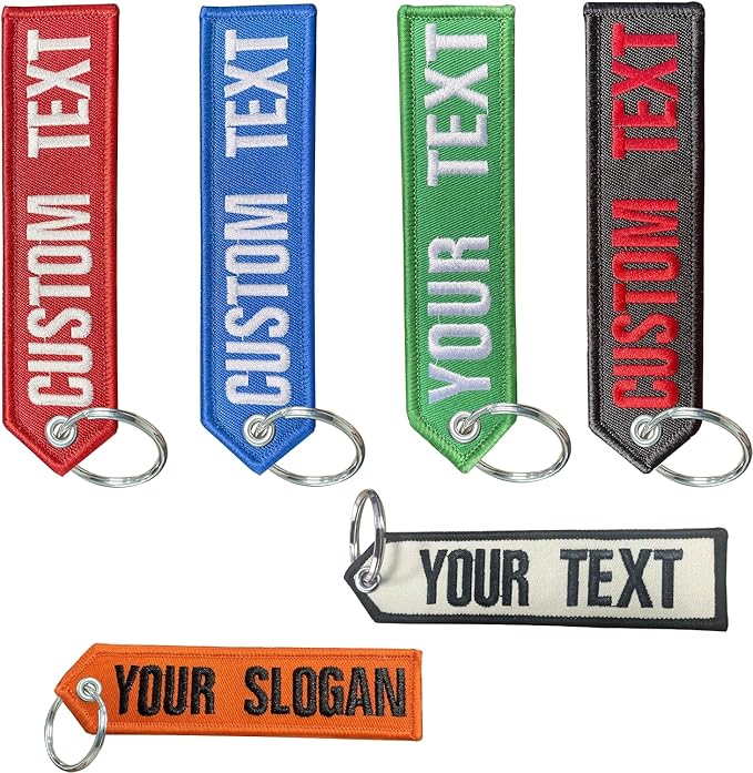 mvcen Custom Keychain, Personalized Keychain 1 PC Car Key Chain Clip Embroidery Key Tag Customizable Key Ring Accessories for Men Women, Backpack, Motorcycle