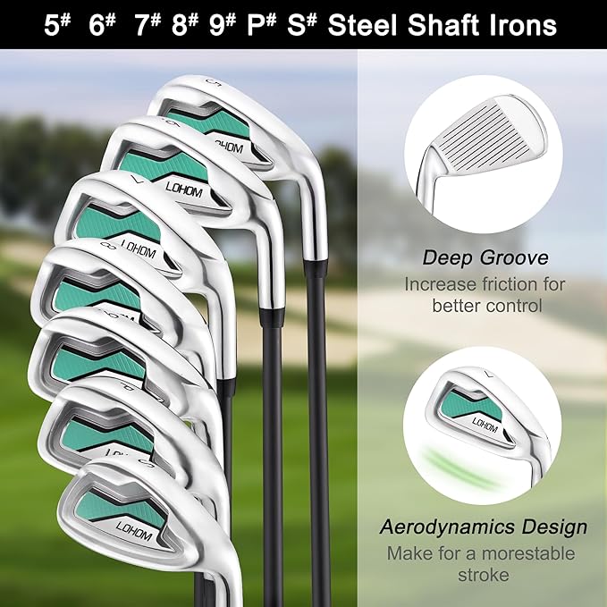 11 Pcs Women's Complete Golf Club Sets Right Hand with 14 Way Golf Cart Bag, Includes 460cc Alloy #1 Driver & #3 Fairway Wood & #4 Hybrid /#6/#7/#8/#9/#P/#S Irons & Putter