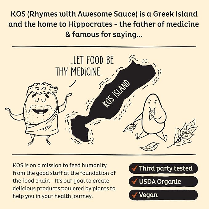 KOS Organic Vegan Protein Powder with 50mg Caffeine, Salted Caramel Coffee - Pea Protein Blend, Plant Based Superfood Rich in Vitamins & Minerals - Meal Replacement for Women & Men, 28 Servings