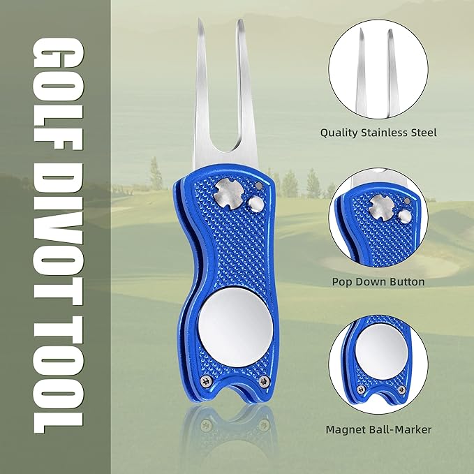 Mile High Life Printed Golf Towel(16"x24"), Brush Tool Kit, Divot Repair Tool, Microfiber Towel，Brush with 2FT Retractable Cord, Repair Tool w Magnetic Golf Ball Marker