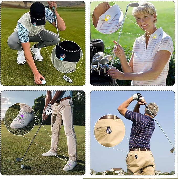 FINGER TEN Golf Ball Marker Hat Clip Magnetic Value 3 4 6 Pack Set Silicone Durable Removable Attaches Easily to Hats Caps Belt