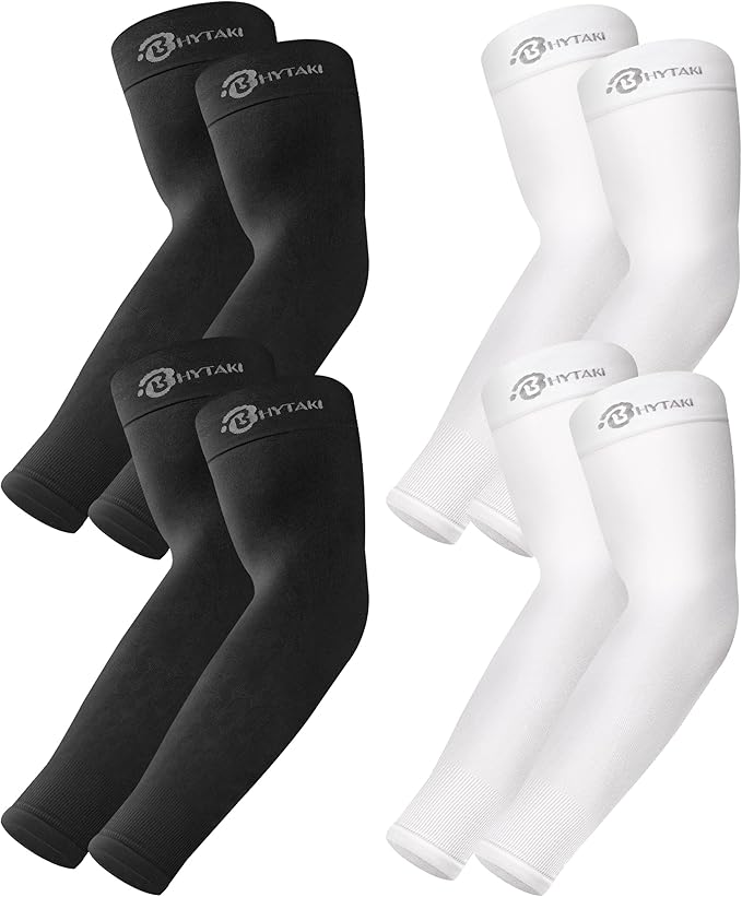 BHYTAKI UV Sun Protection Arm Sleeves, UPF 50 Sports Cooling Arm Compression Sleeves for Men Women Teenager