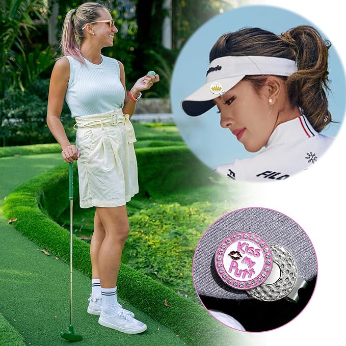 Magnetic Golf Ball Marker Clips, Funny Golf Ball Markers with Magnetic Clip, Enamel Golf Ball Markers Hat Clip Magnet for Men Women Golfer Gifts