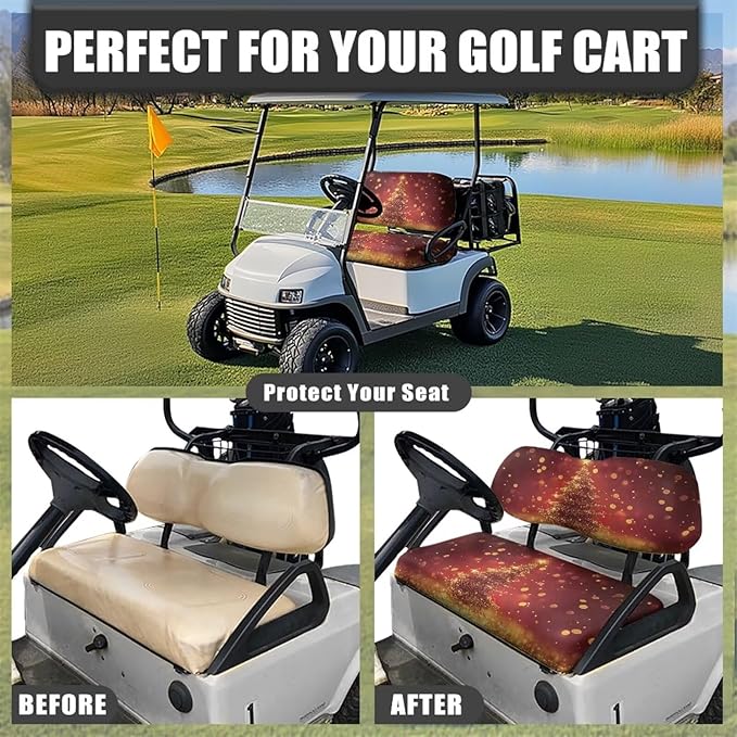 Golf Cart Seat Covers, Universal Fit & Nonskid Bottom Fits for Club Car 2 Person Seats Golf Carts