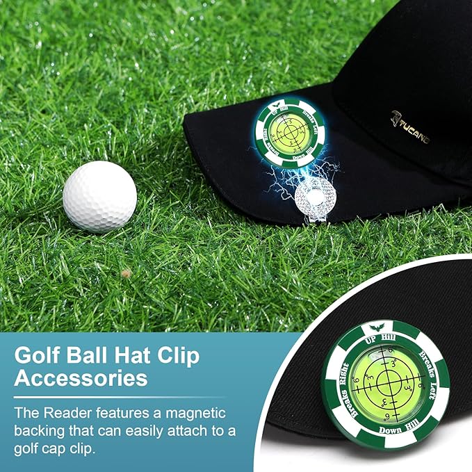 SlopeVision Pro Golf Green Reader with Hat Clip, Horizontal Bubble Level & Golf Ball Marker – High Precision Green Reading Aid, Ideal Golf Gift for Men & Women