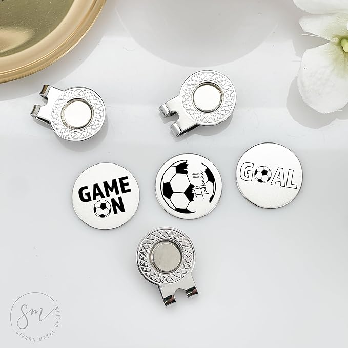 Soccor Golf Ball Markers Set of 3 – Game On, Soccor Ball, Goal with Ball-Golf Ball Markers Valentines Day Christmas Birthday Love Golf FBA-SOCCOR-3-GOLF
