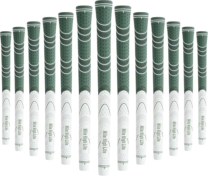 Mile High Life Golf Grips 13 Pack / 3 Pack - All-Weather Soft Rubber Golf Club Grips - High Shock Absorption, Enhanced Traction - Standard, Midsize & Jumbo Size (Core 0.58"-0.61")
