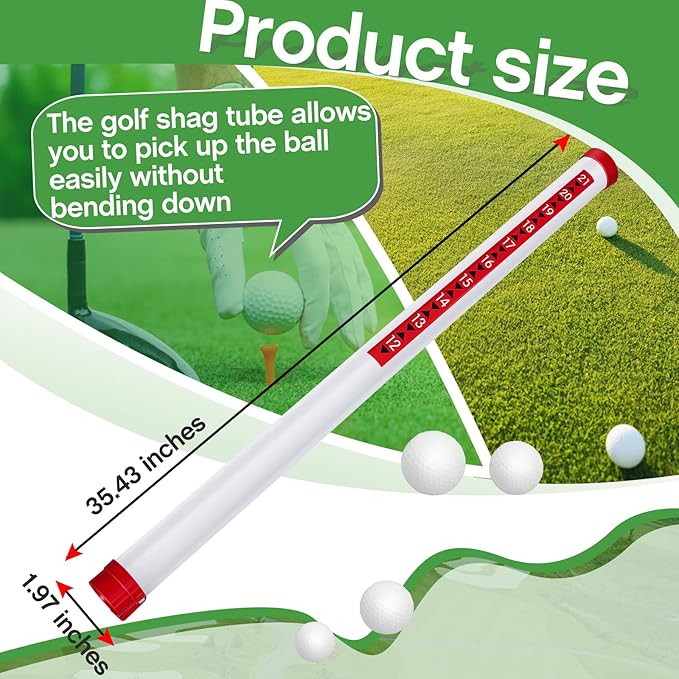 Deekin 2 Pieces Golf Ball Picker Plastic Clear Golf Ball Retriever Collector Golf Ball Pickup Tool Shag Tube