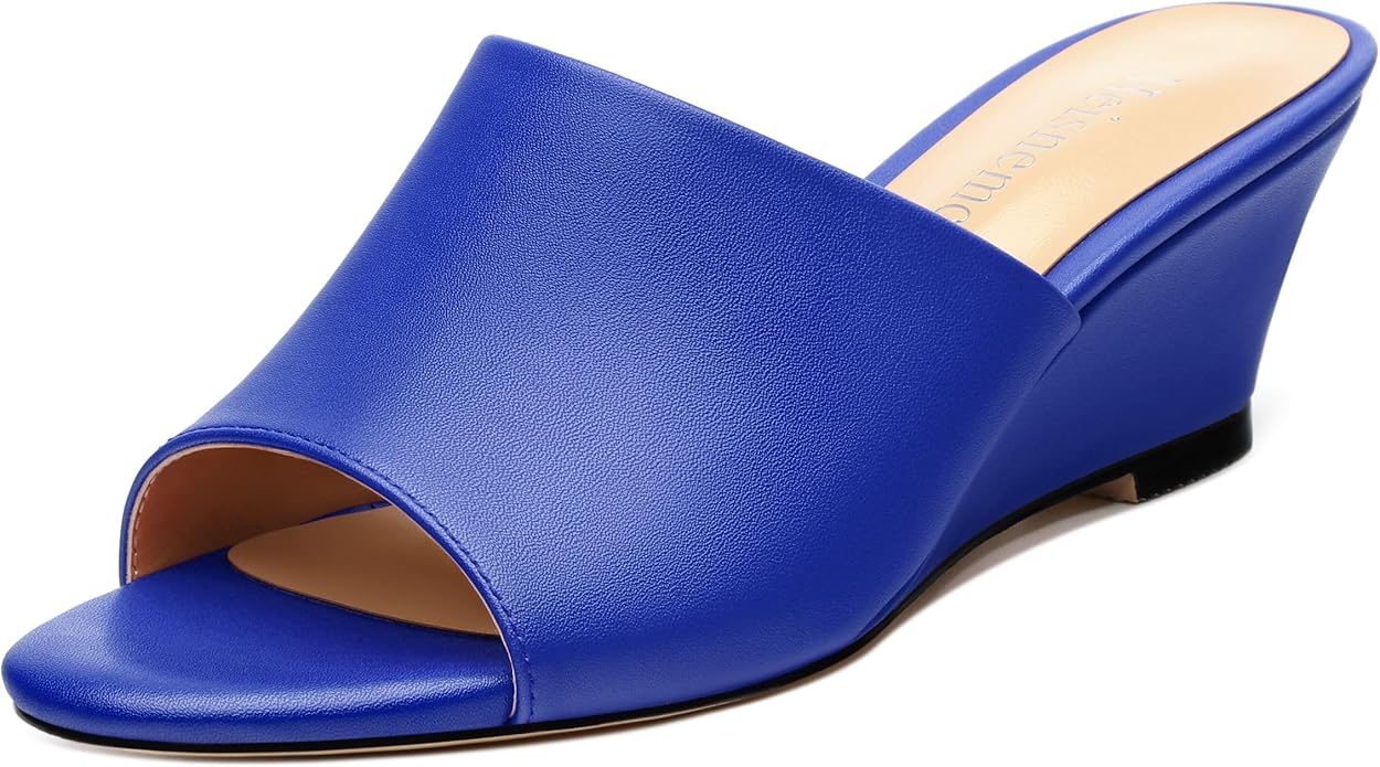 Wedge Sandals for Women Open Toe Wedge Heels Womens Matte High Heel Sandal Round Toe Heeled Wedge Sandals Slip on Casual shoes 2 inch