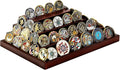 Challenge Coin Display Holder, Military Coin Display Stand 4-Tier for Collectors,Wooden Army Coins Collection Rack, Coin Stands for Display Desk Decor Walnut