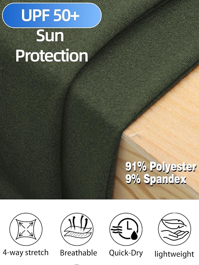 Mens Long Sleeve Shirts Quarter Zip Pullover UPF 50+ Sun Protection Wicking Moisture Workout Running Casual Athletic Tops