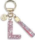 Pink Blue White Initial Letter Keychain Gift for Women Girls Bling Sparkly Cute Backpack Car Key Accessories Lanyard