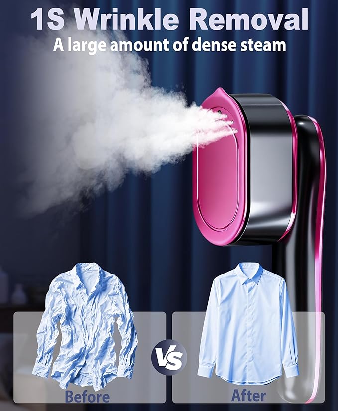 Travel Steamer for Clothes,12s Heat up,Multi-level Adjustment,2-in-1 Handheld Portable Small Garment Steamer Iron,Ceramic Rapid-Heating Panel,Travel & Home,110-120V