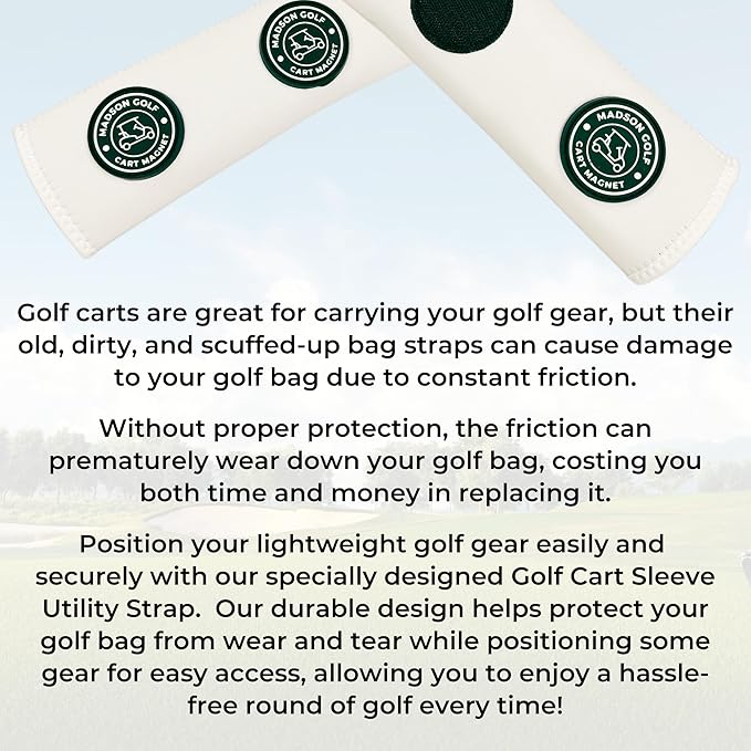 Magnetic Golf Cart Sleeve Utility Strap - Securely Attach Lightweight Golf Accessories to Your Cart with Powerful Magnets and Durable Design