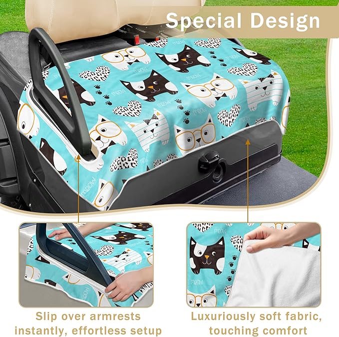 YOKYHOM Golf Cart Seat Covers,Blue White Black Golf Cart Seat Blanket Keeps Seat Comfortable and Clean, 100% Microfiber, 51''x 31'', for EZGO, Yamaha, Club Car and More 2-Seat Golf Carts