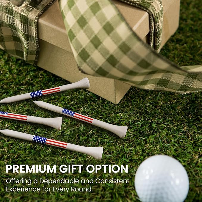 Amy Sport Golf Tees Western Birch Wood 5X More Durable 5X Stronger Value 50 Pack 1 1/2 2 3/4 3 1/4 Inch, Reduce Friction Wooden Long-Lasting, Spin Tall Sturdy Base for Stability