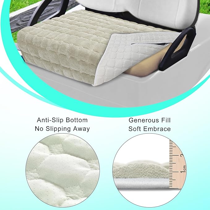 YOKYHOM Golf Cart Seat Covers, Supreme Comfort Golf Cart Seat Towel Blanket, Heavyweight Deep-Pile, Fits EZGO, Yamaha, Club Car and More 2-Seat Carts, 50"x 27.5", Off-White