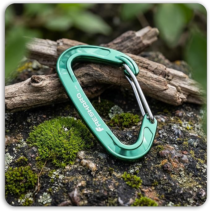 FresKaro 15kN-3372lbs Heavy Duty Wiregate Carabiners, Reliable Time-Tested Stainless Steel Spring Gate, for Camping, Hiking, Hammocks, Backpacking, Dog Leash etc., 3.15inch