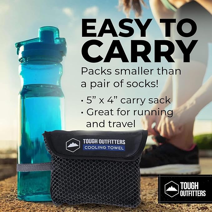 Tough Outdoors Cooling Towel - Cooling Towels for Neck & Face - Ice Wrap & Sweat Rag for Camping Gym Yoga & Sports - Workout Towel for Gym Sweat - Cool Towels for Extreme Heat