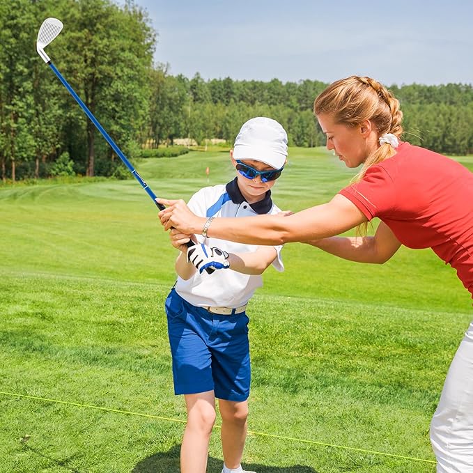 Tangkula Junior #7 Iron for Kids, Individual Gold Club for Boys and Girls with Fiberglass Shaft and Head Cover, Junior Practice Golf Club, Right Hand, 33 Inch, Ages 11-14