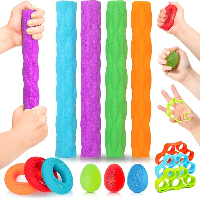 Flex Therapy Bar and Grip Strength Trainers Set, Physical Therapy & Resistance Bar for Golfers Elbow,Tendinitis,Wrist,Forearms Pain, Improve Grip Strength and Relieve Pain
