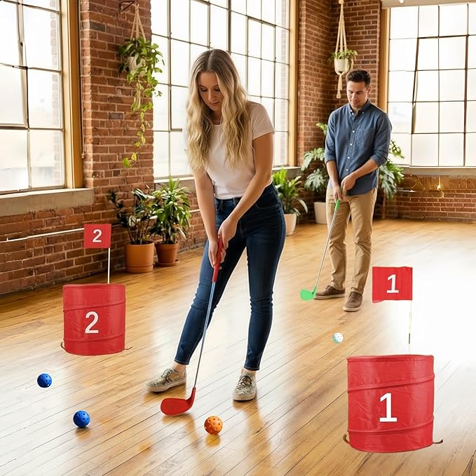4 Pack 36" Backyard Golf Club Set with Oversize Heads & 12 Practice Balls, Play Outdoor Golf Yard Games for Adults, Hit Plastic or Foam Balls in Grass/Parks/Yards (Right Hand)