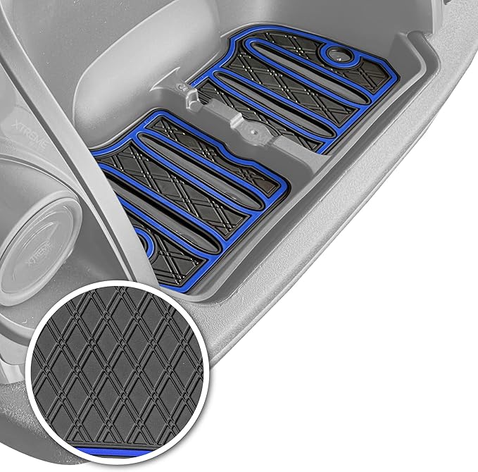 Xtreme Mats Bag Well Mat Rubber Liner Insert Protects Plastic Surfaces from Scuffs for Golf Carts - Compatible with Yamaha DR2 Drive2 EFI QuieTech - Blue Trim