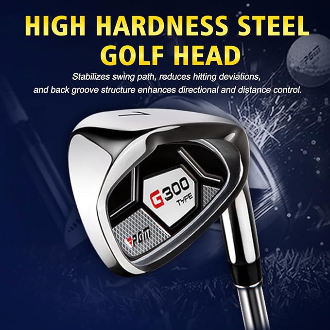 PGM 18 Pieces Men’s Golf Club Set 12pcs Clubs – Titanium #1 Driver, Draw-Biased Hybrid, High-Strength Irons, Forgiving Putter, Stand Bag with 5 Head Covers